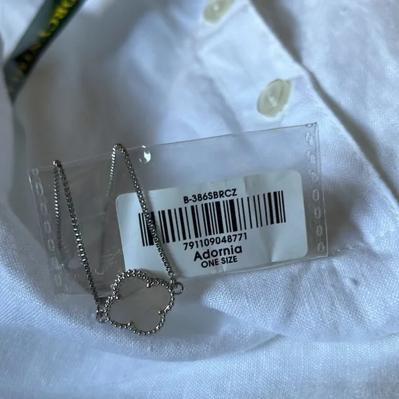 New! Adornia mother of pearl flower silver adjustable bracelet - Picture 6 of 6